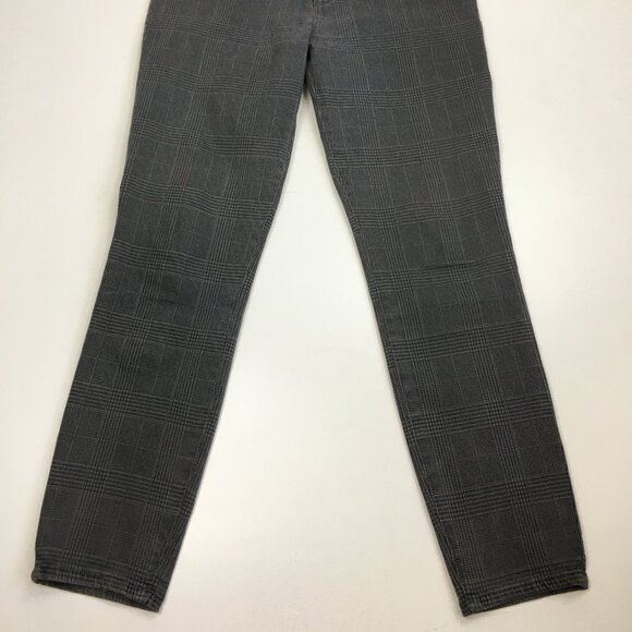 FRAME Washed Grey Plaid ALI High Rise Cigarette Leg 5 Pocket Logo Hardware Jeans - Picture 7 of 10